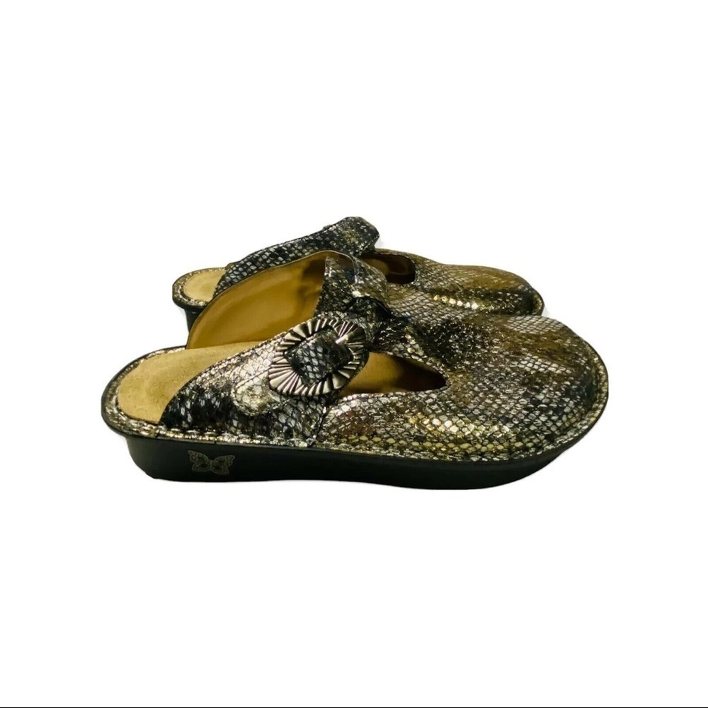 Alegria Posh Pewter Snake Print ALG-759 Leather Slip On Mules Sandals Sz… - Picture 5 of 9